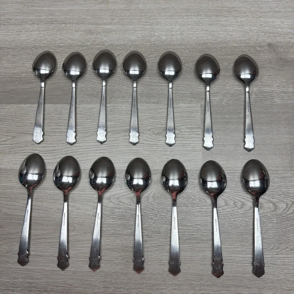National Stainless, King Eric, Lot of 14 Piece Spoon Set Japan Made Stainless